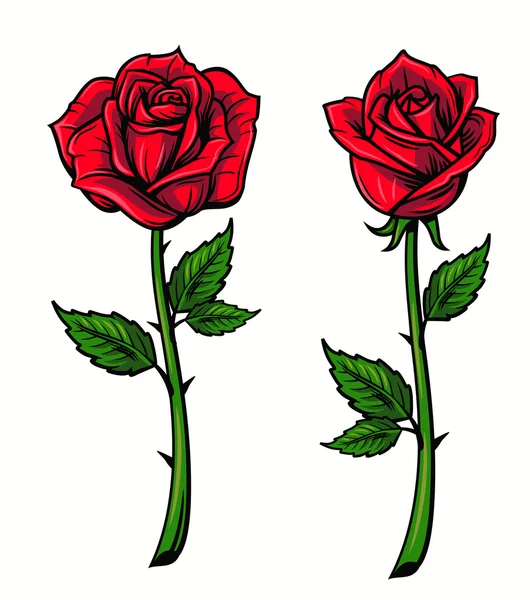 Rosa roja de dibujos animados — Vector de stock