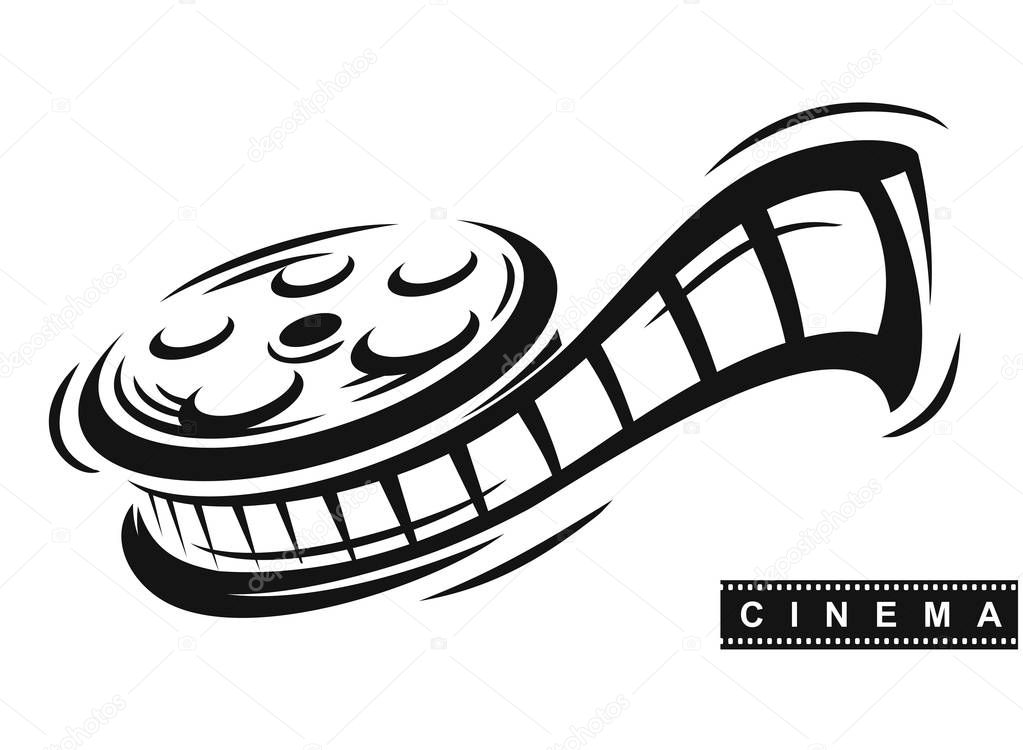 Film roll logo vector black cinema and movie