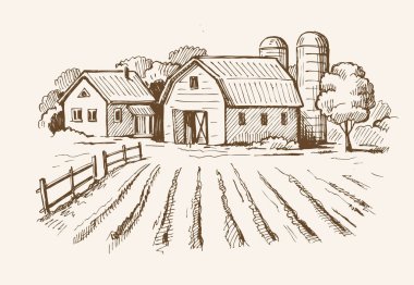 village and landscape farm clipart