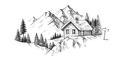 Hand drawn mountains clipart