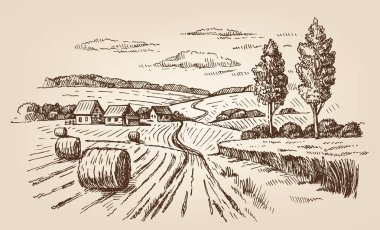 hand drawn village clipart