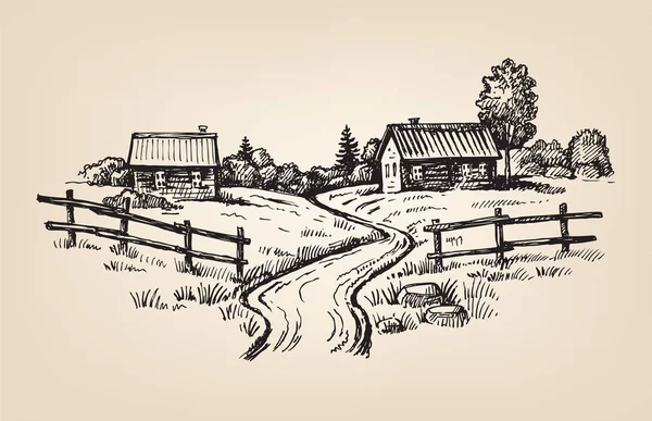 Village dessiné à la main — Image vectorielle