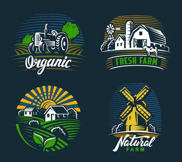 Paysage agriculture emblème — Image vectorielle