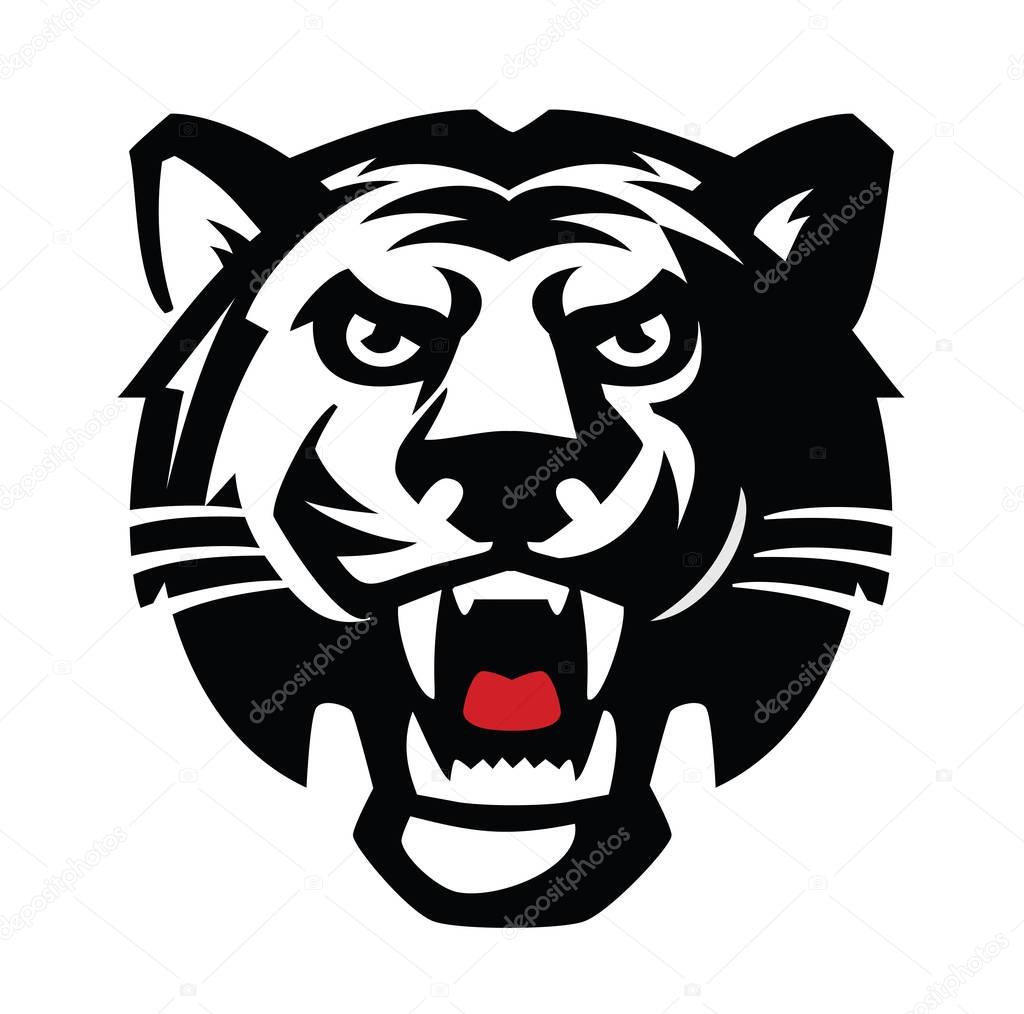 Tiger head silhouette vector on white background