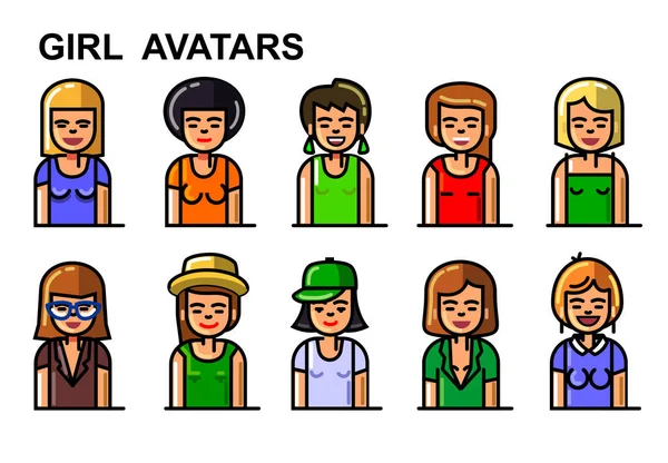 Vector meisje avatars — Stockvector