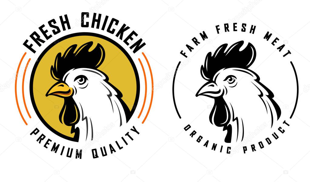 Rooster vector template in round on white background