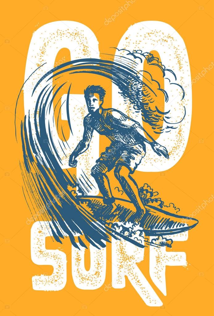 vector surf man.