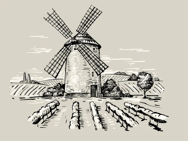 Ilustração de um moinho — Vetor de Stock