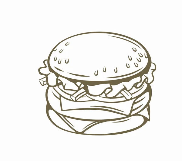 Vector outline burger — Stock Vector