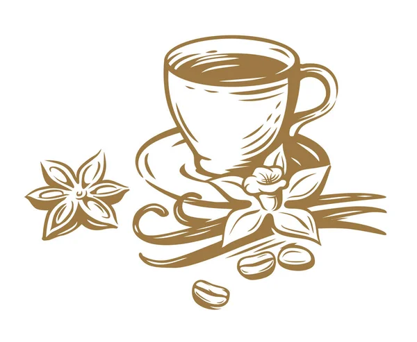 Boceto taza de café — Vector de stock