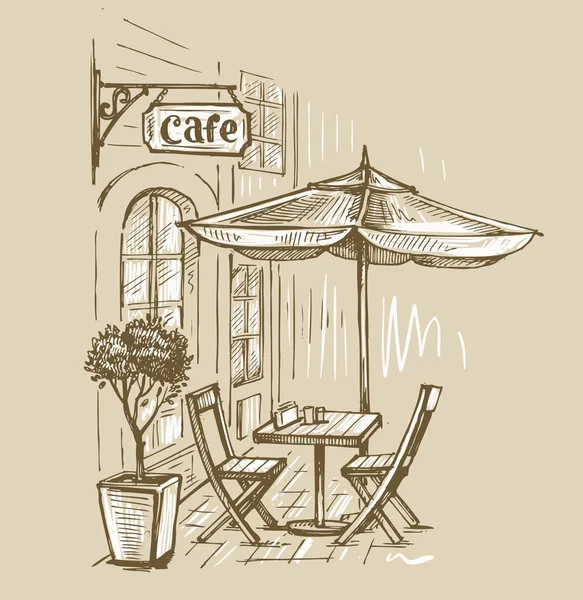 오래 된 도시에 있는 거리 카페 — 스톡 벡터
