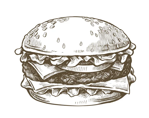 Hamburguesa dibujada a mano negro — Vector de stock © bioraven #113302358