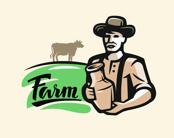 Agriculteur avec du lait — Image vectorielle