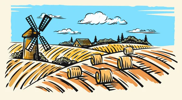 vektör kırsal manzara