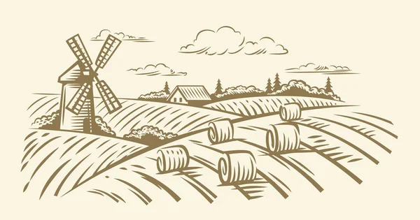 vektör kırsal manzara