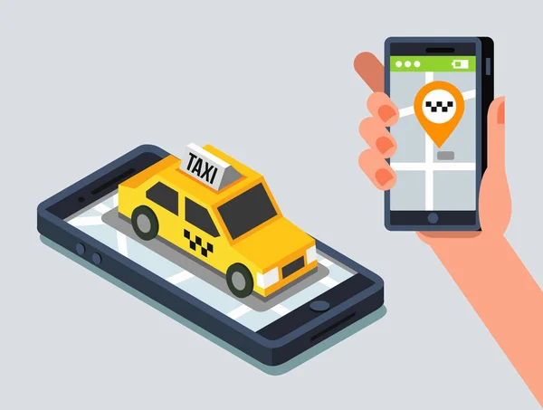 Axi taksi ve mobil uygulama — Stok Vektör