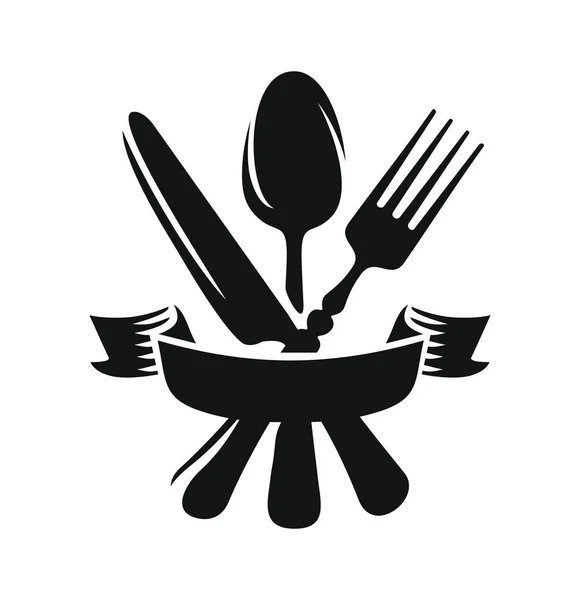 Coltello, cucchiaio e forchetta neri — Vettoriale Stock