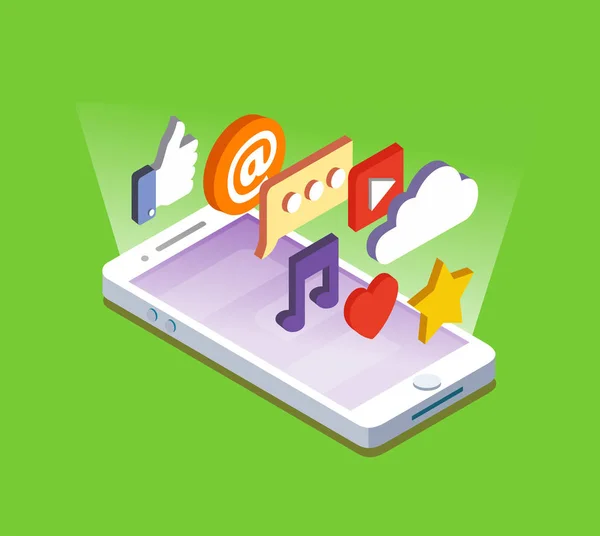 Smartphone met apps. — Stockvector