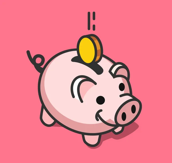 Piggy bank, a coin vektoros illusztráció — Stock Vector