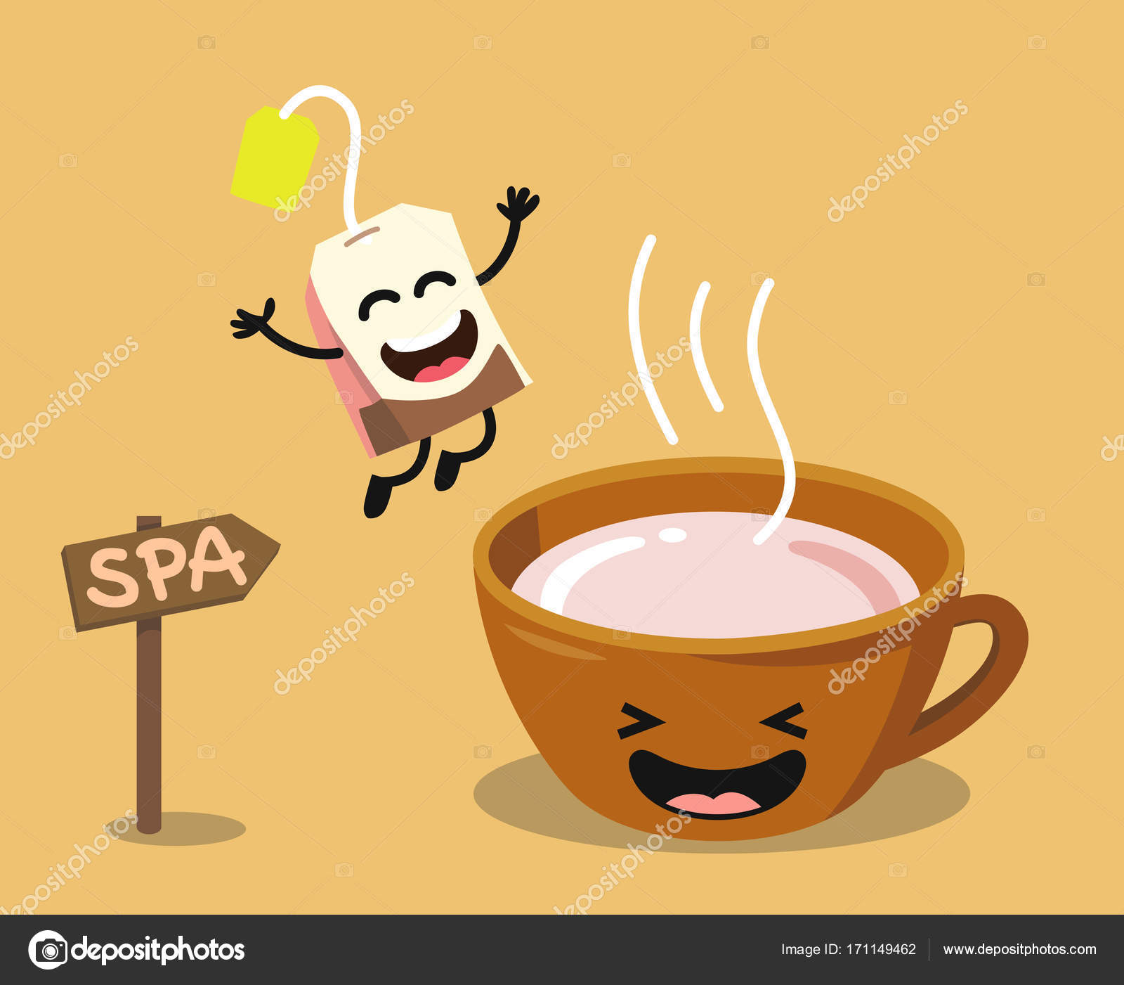 Cute cartoon cup of tea with happy tea bag Stock Vector Image by ©bioraven #171149462 Cute cartoon cup of tea with happy tea bag Stock Vector Image by ©bioraven #171149462