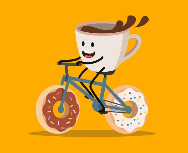 Kopje koffie fietsten — Stockvector