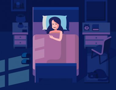 Bir yatakta uyuyan genç kadın