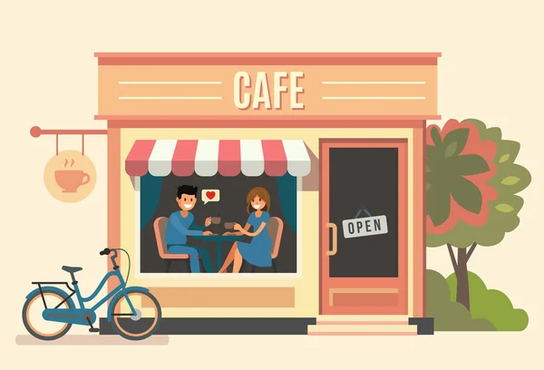 Couple assis dans le café . — Image vectorielle