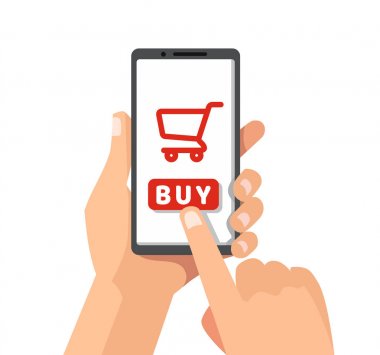 bir ekranda alışveriş sepeti ile Smartphone.