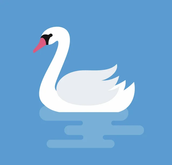 Cisne blanco en el agua. — Vector de stock
