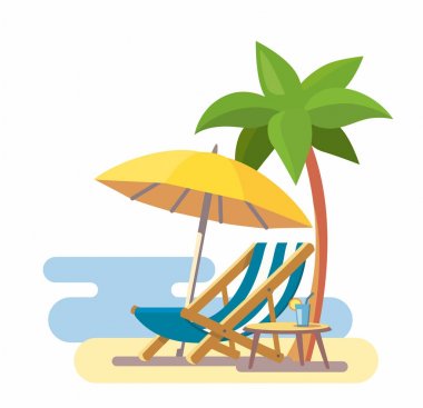 Bir palmiye ağacının altında Beach lounge.