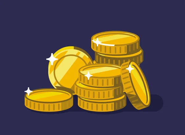 Coins golden money stack. — Stock Vector