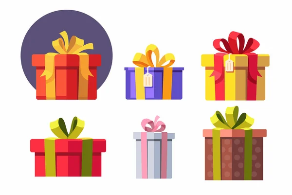 Ensemble vectoriel de boîtes-cadeaux. — Image vectorielle