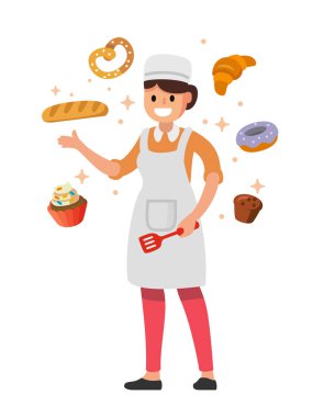Pişirme spatula tutan kadın.