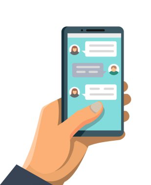 El smartphone ve sohbet kabarcık konuşmalar.