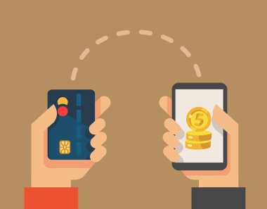 İnsan elinden tutan smartphone ve kredi kartı