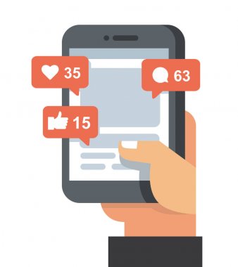 Sosyal ağ ile cep telefonu tutan adam