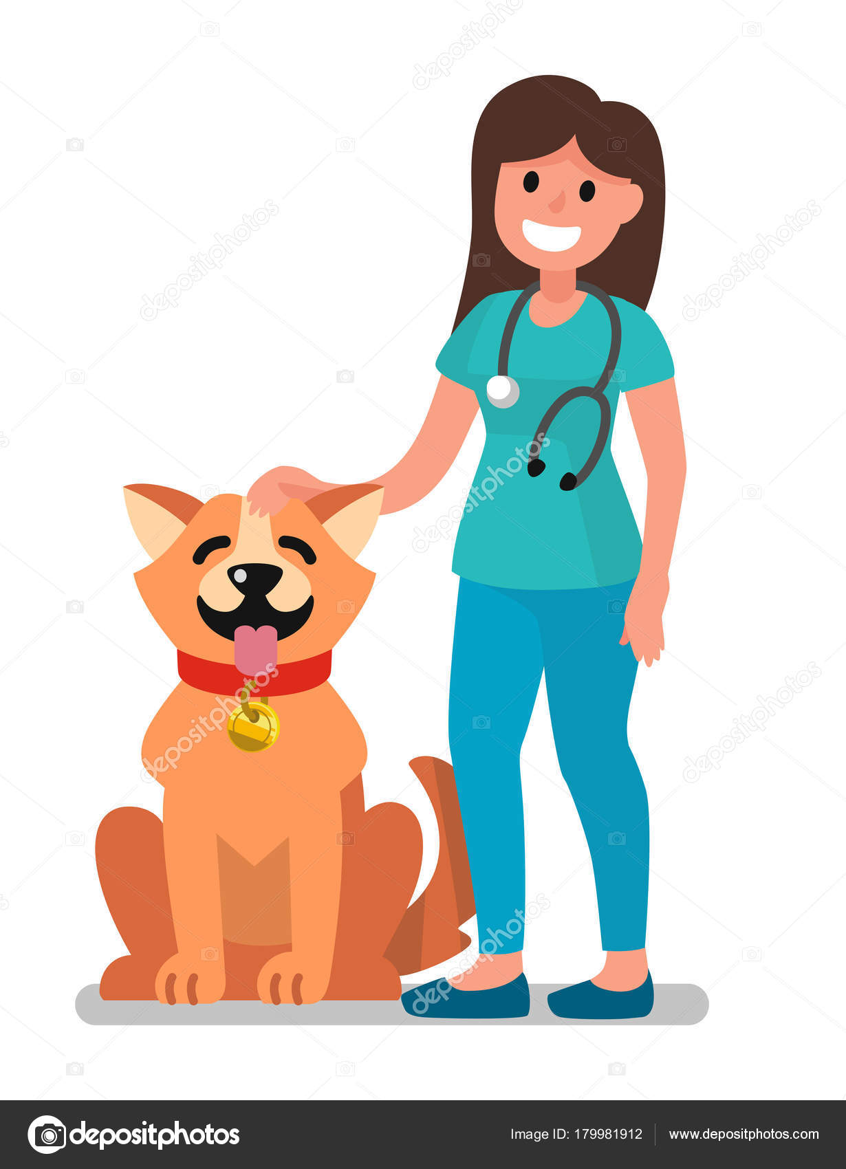 Veterinarian doctor examining dog. Stock Illustration by ©bioraven