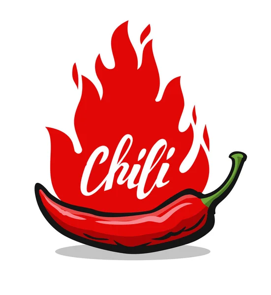 Rote Chilischote mit Flammen — Stockvektor