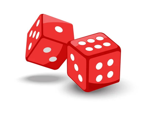 Red game dice in flight. — Stock Vector