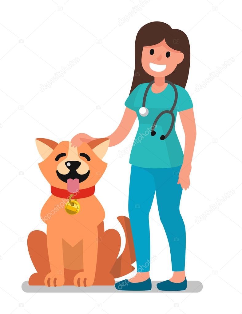 Veterinarian doctor examining dog.