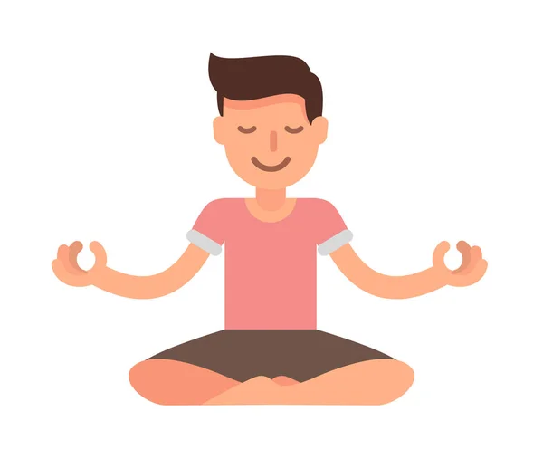 Hombre meditando en el yoga del loto . — Vector de stock