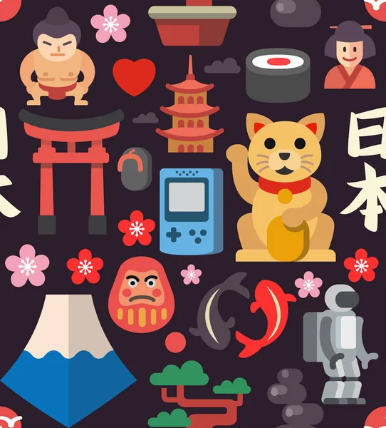 Japón sin costuras icono de fondo — Vector de stock