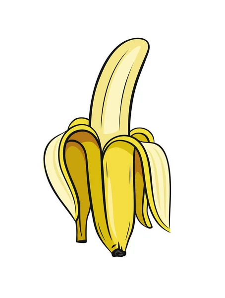 Esboço de banana meio descascada — Vetor de Stock