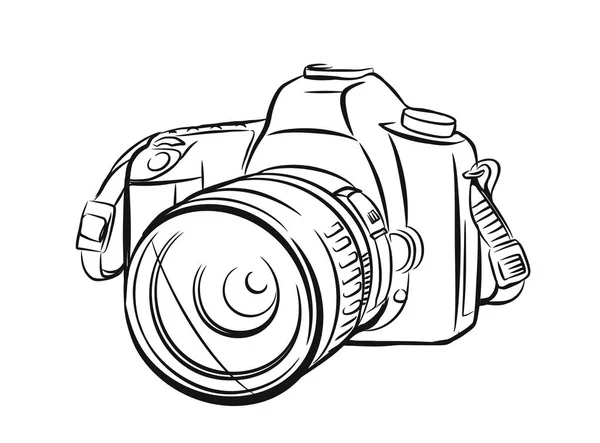 Fotocamera moderna in stile contorno . — Vettoriale Stock