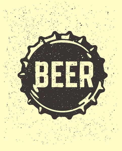 Emblema de texto de cerveza artesanal en tapa de botella . — Vector de stock