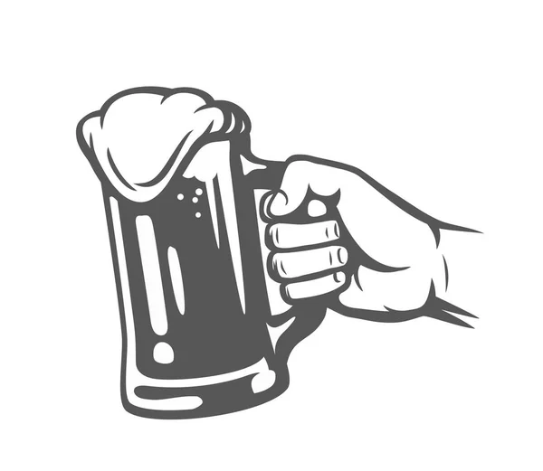 Męskiej ręki trzymającej szklanka do piwa. — Wektor stockowy