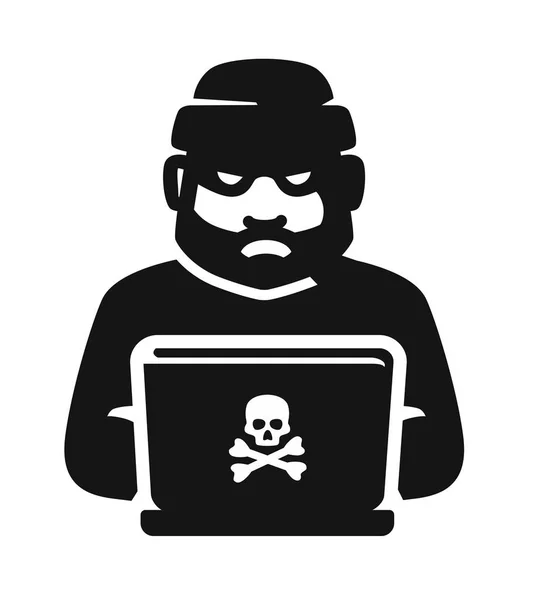 Haker z laptopem. — Wektor stockowy