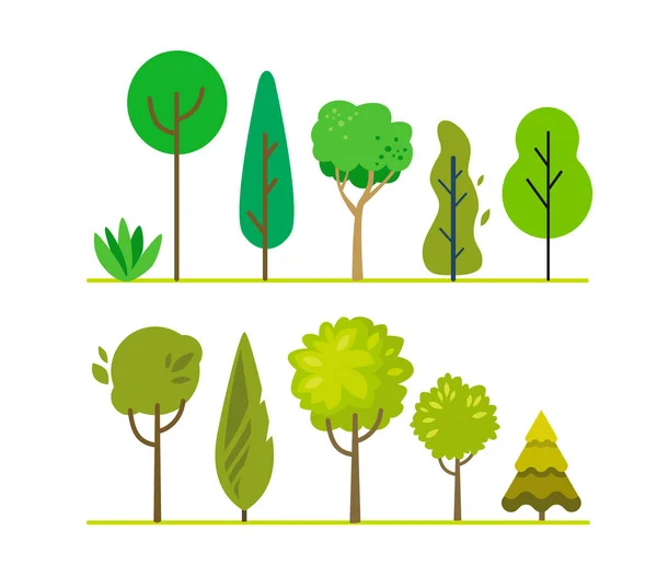 Erdei zöld fák — Stock Vector