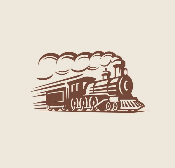レトロな電車、ビンテージのエンブレム — ストックベクタ