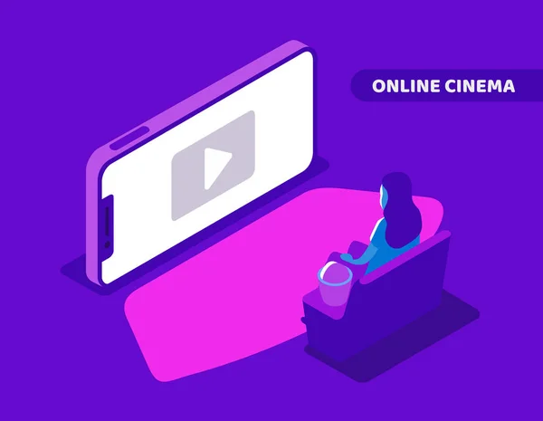 Girl watching movie Stock Vector
